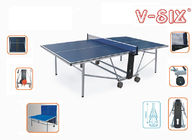 Double Table Tennis Folding Table With Wheels , Professional Ping Pong Table For Play