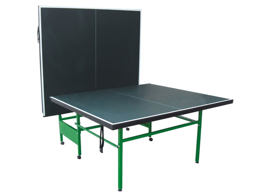 Removable Indoor Table Tennis Table Blue Color With Steel Leg Plastic Wheel
