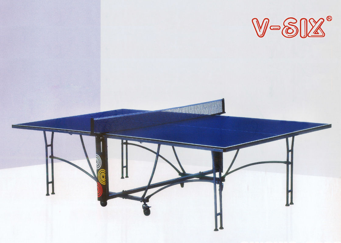 U Structure Foldable Table Tennis Table Moveable Round Tube Leg With Wheels