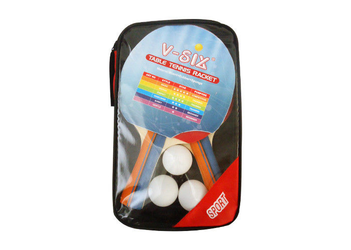 2 Rackets and 3 Balls Blister Package 5 Ply Poplar Wood Color Handle Rubber Table Tennis Blades Set