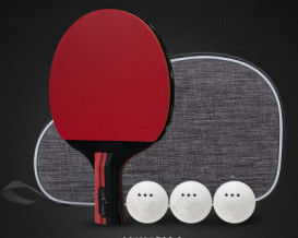 Straight Handle Table Tennis Set Red Black Carbon Blade