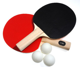 Hardbat Table Tennis Set 2 Bats 3 One Star Balls Straight Handle Pimple Out Rubber