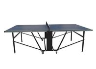 Double Foldable Indoor Table Tennis Table Standard Size With Wheels Blue Top