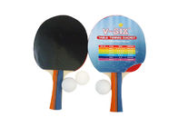 2 Rackets and 3 Balls Blister Package 5 Ply Poplar Wood Color Handle Rubber Table Tennis Blades Set