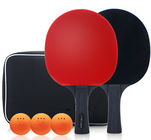 Red Blue EVA Sponge Black Handle Table Tennis Set 3 Star Bat and ABS Balls Oxford Bag