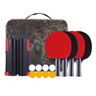 Flexible Net Holder Ping Pong Set with 4 Rackets 8 Balls Purewood Edge Tape Protection
