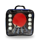 Portable Ping Pong Set 4 Bats 8 Balls in Bag Elastic Sponge Black Handle Special Tape Protection