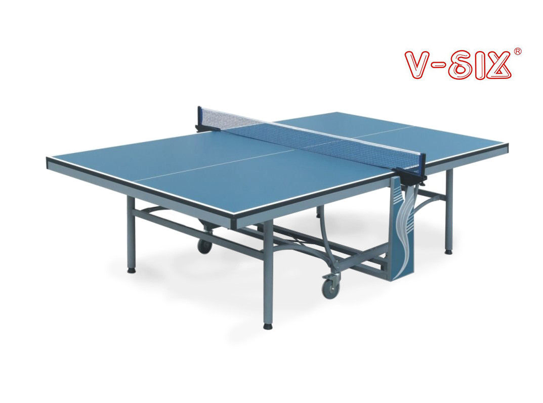 Double Fold Away Table Tennis Tables , Indoor Foldable Tennis Table Movable With Wheels