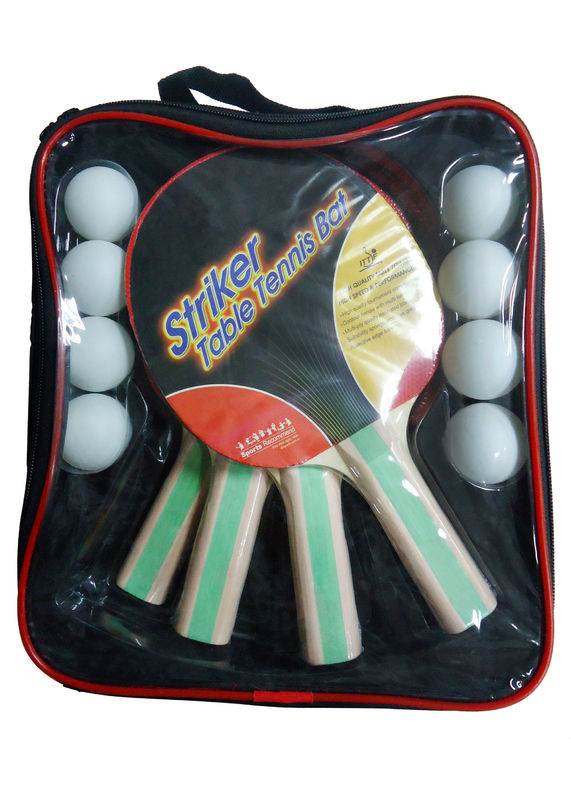 Carry Bag Packing Table Tennis Set 5mm Plywood Bats 8 PVC Balls With Rubber