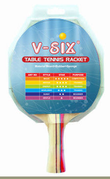 Ping Pong Bat With 5 Layers Poplar Plywood , Pimple Out Rubber Custom Ping Pong Paddles