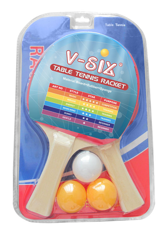 Recreation Table Tennis Bats 3 Balls Poplar Plywood Material With Long Handle