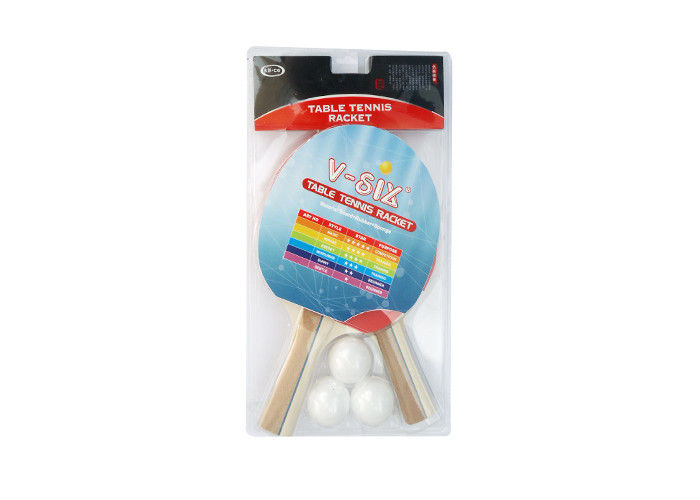 5 Ply Poplar wood Color Handle Table Tennis Bats Sets with Sponge Pimple In / Out Rubber