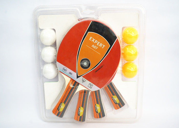 Custom Logo Table Tennis Set 4 Bats With 6 ABS Balls 7mm Plywood 1.8mm Sponge