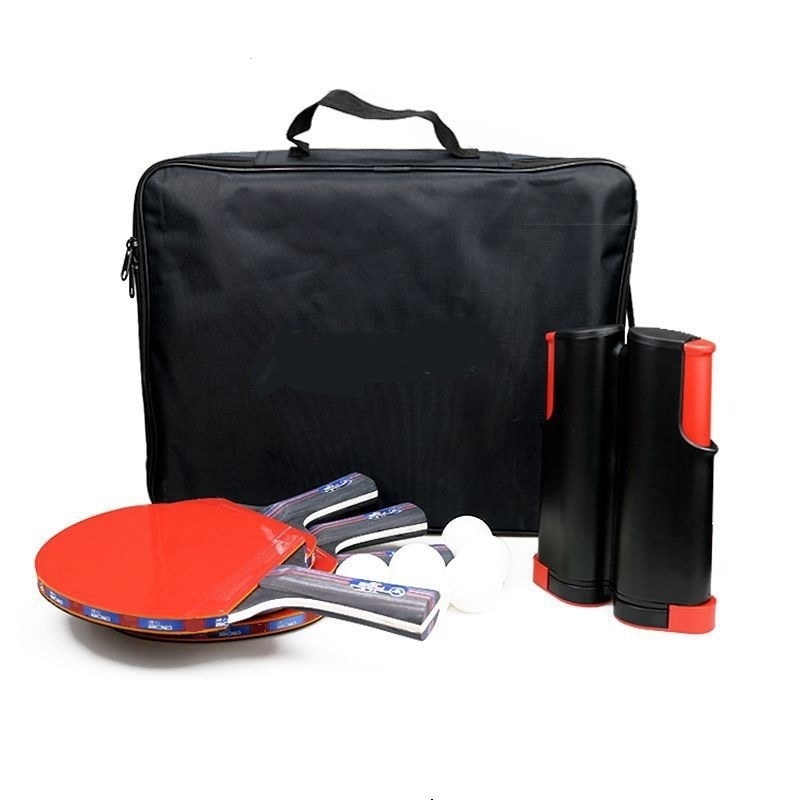 Full Set Table Tennis Racket 4 Bats 6 ABS Balls Flexible Net Holder