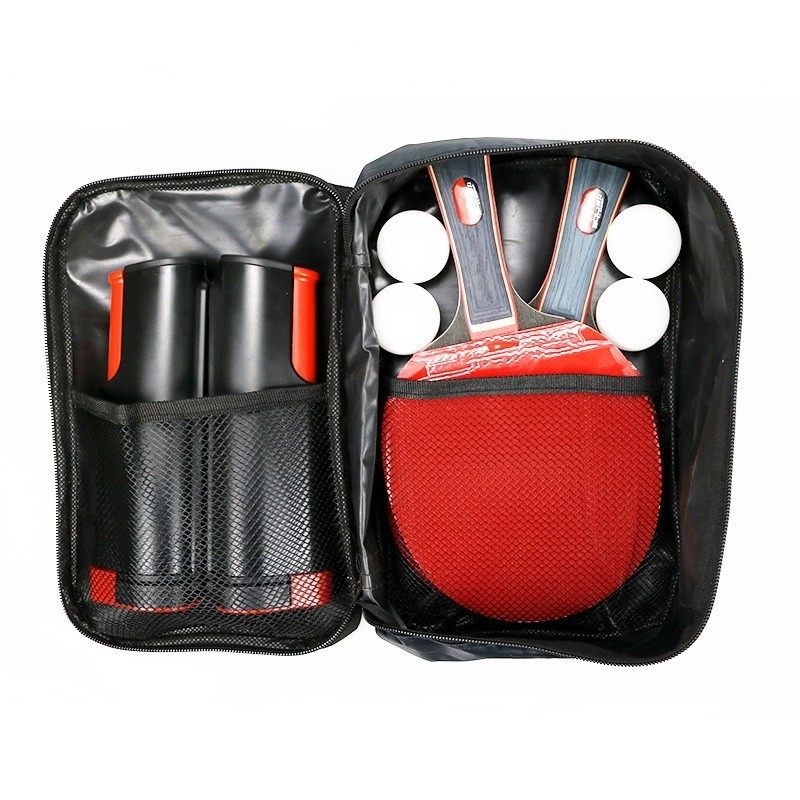 Flexible Net Holder Table Tennis Set 2 Bats 4 ABS Balls In Bag 7 Layer Color Poplar Elastic Sponge