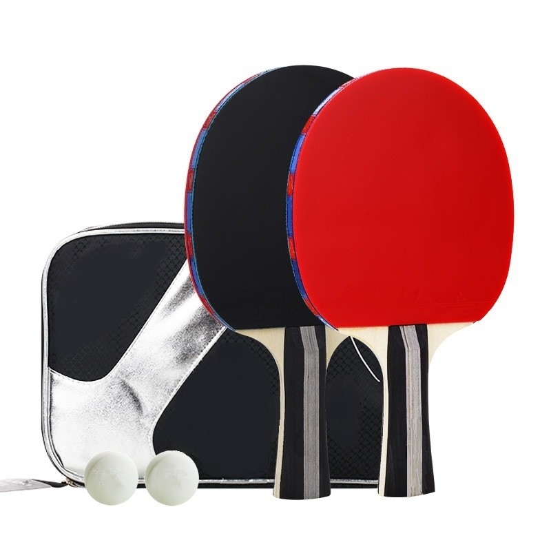 Portable Table Tennis Set 2 Bats 3 Balls with Bag Poplar 5 Layer Strengthening Blade Attack Power