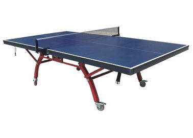 Red Leg Midsize Table Tennis Table For Recreation , Inside Ping Pong Table With Wheels