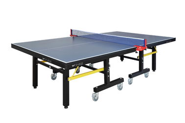 Single Folding Competition Ping Pong Tables , Blue Top Easy Install with Moveable Wheel Table