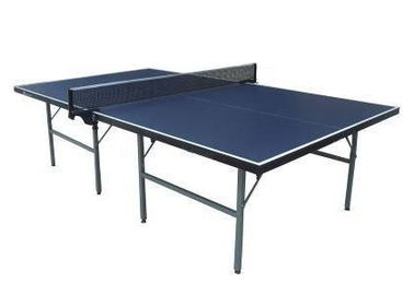 Full Size Indoor Green Ping Pong Table Single Folding With Blue Top Steel Leg