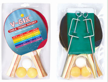 5 Layers Poplar Plywood Table Tennis Racket Set Reverse Rubber Sponge With Post / Net