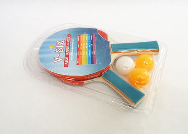 Heat Sealed Clam Packed Table Tennis Paddles Set Pimple In Rubber With 3 Balls Post / Net