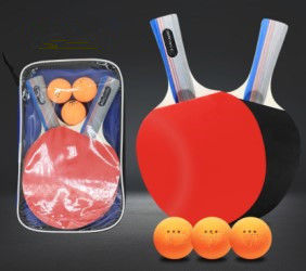 7 Layer Pure Wood Table Tennis Set Red Blue Eva Sponge